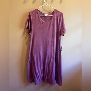 Purple Lularoe short-sleeve dress with pockets.  Very soft.  Knee-length.  XL